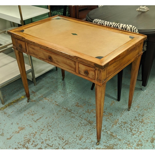 138 - WRITING DESK, 100cm W x 62cm D x 79cm H, 19th century Continental style with three frieze drawers an... 