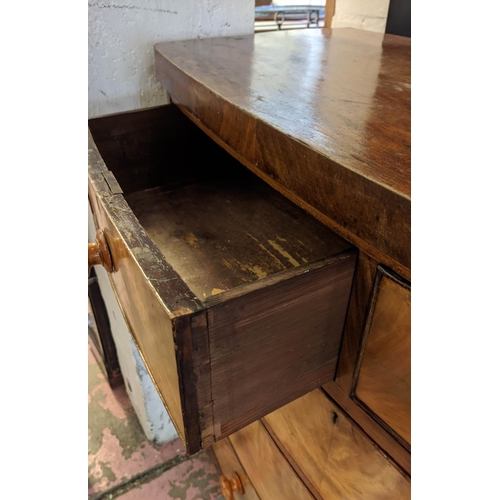 151 - CHEST, Victorian mahogany bow fronted form, two short over three long drawers, turned feet, 110cm H ... 