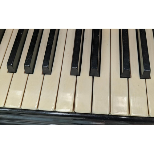 183 - CHALLEN BABY GRAND PIANO, 142cm W x 140cm D, in an ebonised finish.