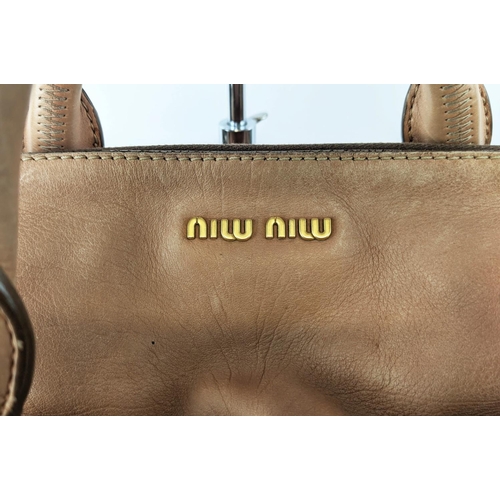 35 - MIU MIU VITELLO LUX LEATHER BOW BAG, main zippered compartment with detachable strap, gold tone hard... 