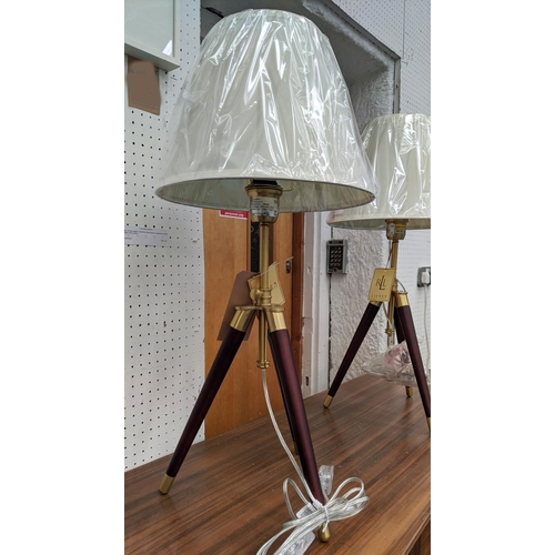 359 - LAUREN RALPH LAUREN HOME TABLE LAMPS, a pair, adjustable stands, cream shades, 76cm H. (2)