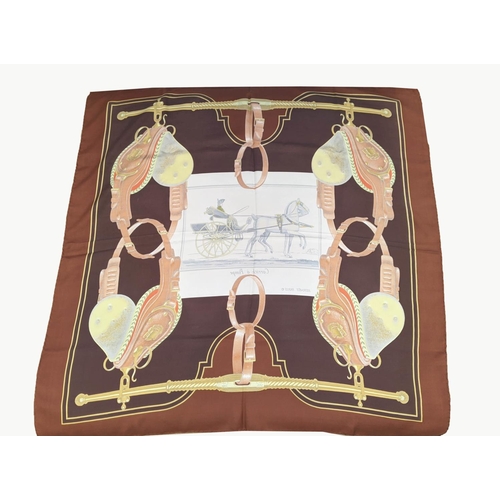 36 - VINTAGE HERMÈS 'CARRICK À POMPE' SILK SCARF, designed in 1973 by Philippe Ledoux, 90cm x 90cm.