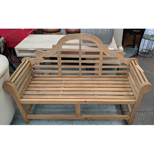 369 - AFTER EDWIN LUTYENS, bench, 67cm H, teak construction.