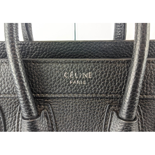 38 - CÉLINE NANO BAG, drummed leather, two top handles, detachable strap, top zippered closure, suede lin... 