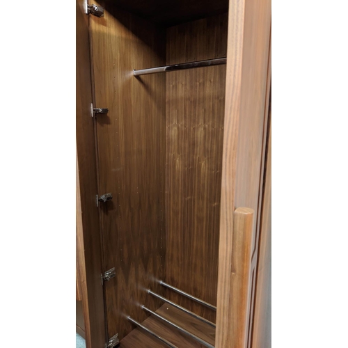 443 - WARDROBE, contemporary design, 90cm W x 62cm D x 212cm H, two door, enclosing hanging space and shoe... 