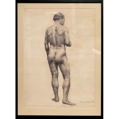 475 - BORIS SPORYKHIN (1928-2020), 'Standing male model' 1951, pencil/paper, 59cm x 41cm.