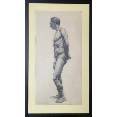 483 - BORIS SPORYKHIN (1928-2020), 'Young male model' 1950, pencil/paper, 58cm x 29cm.