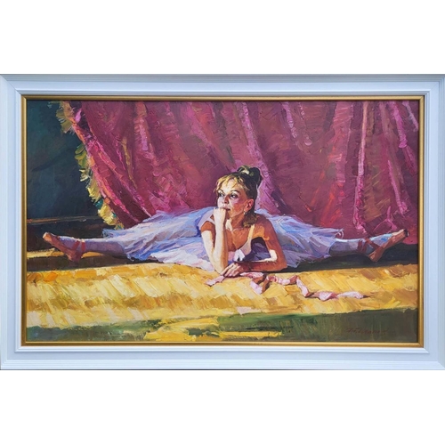 497 - ANATOLY SHAPOVALOV (born in 1 949, Ukrainian), 'The Splits', oil on canvas, 63cm x 102cm.