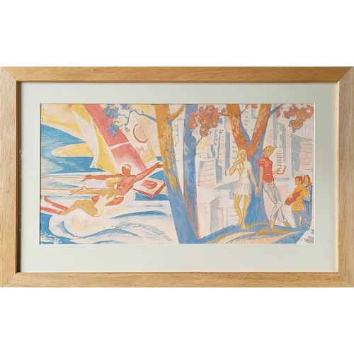 505 - VLADIMIR EREMENKO (1922-1988), 'Youth sport' 1960s, mixed meda, gouache/paper, 25cm x 48cm. (2)