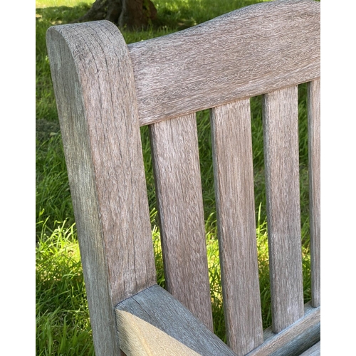 115 - GARDEN ARMCHAIRS, a pair, silvery weathered teak of substantial slatted and pegged construction by W... 