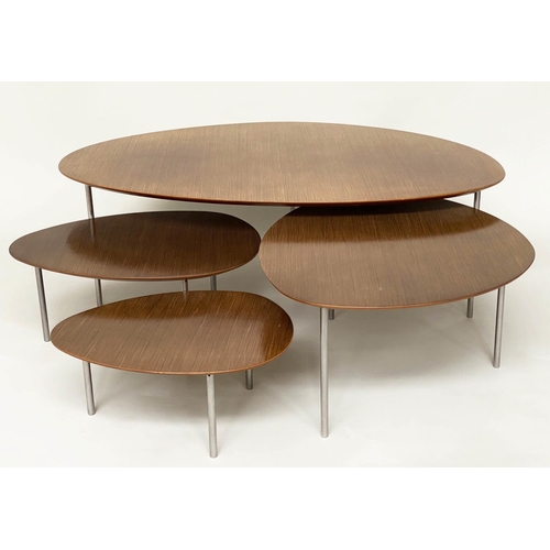 295 - NEST OF TABLES, four contemporary Stua Eclipse oak by Jon Gasca, largest 110cm D x 77cm x 35cm H. (4... 