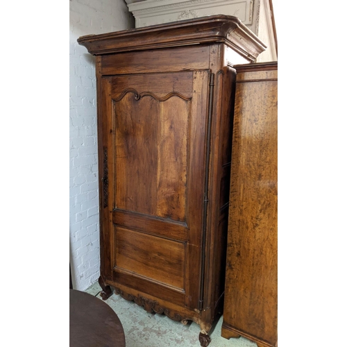 182 - ARMOIRE, 70cm D x 203cm H x 115cm W, French 18th century Provincial walnut with a panelled door.