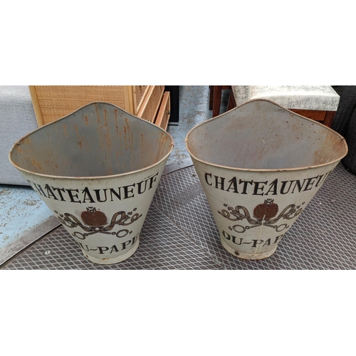 376 - GRAPE HODS, a pair, stamped Chateau Neuf du Pape, painted metal. (2)