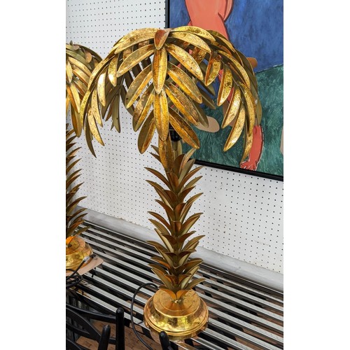 368 - MAISON JANSEN STYLE TABLE LAMPS, a pair, palm tree design, gilt metal , 74cm H. (2)