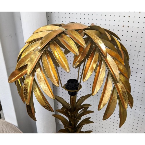 368 - MAISON JANSEN STYLE TABLE LAMPS, a pair, palm tree design, gilt metal , 74cm H. (2)