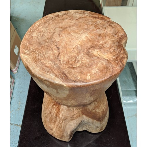 272 - SIDE TABLE, 42cm H x 30cm, carved from single piece of wood.