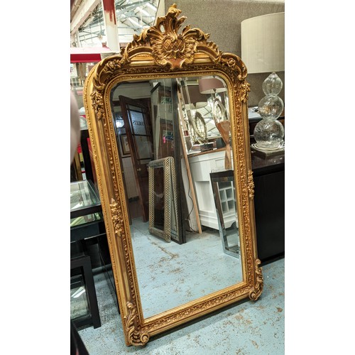 425 - WALL MIRROR, Continental style, gilt frame, bevelled plate.