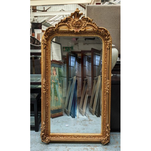 425 - WALL MIRROR, Continental style, gilt frame, bevelled plate.