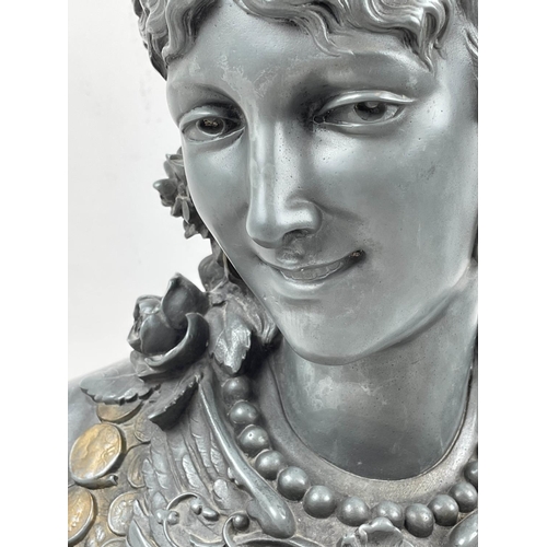 17 - SCULPTURED BUST, 'Time is money', after a Arthur Waagen' (1833-1898), model, late 19th/early 20th ce... 