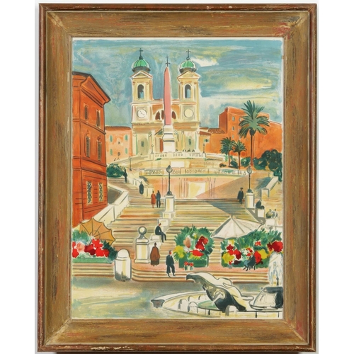 53 - YVES BRAYER, The Spanish Steps, lithograph 1969, printed by Mourlot, French vintage frame, 64cm x 47... 