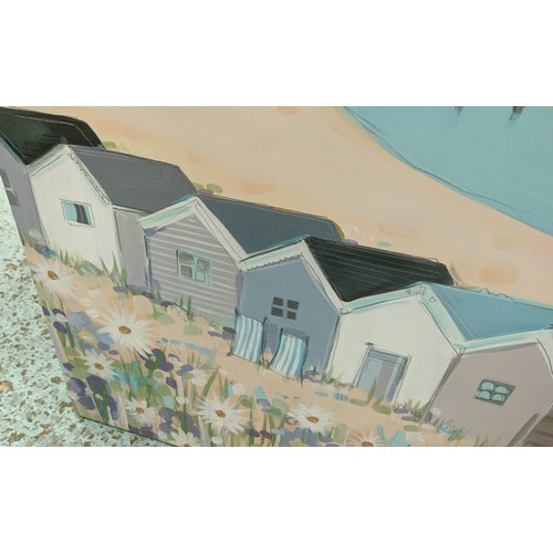 75 - JANET BELL, Beach Huts giclee print on canvas, 80cm x 80cm.