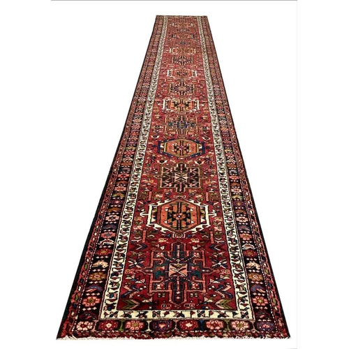 90 - PERSIAN KARAJA LONG RUNNER, 547cm x 90cm.