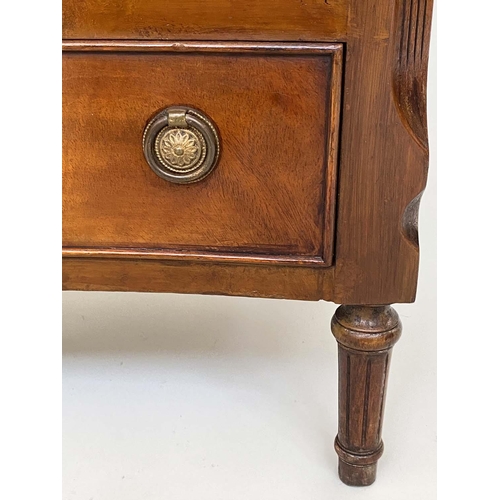 117 - BEDSIDE CABINETS, a pair, George III design flame mahogany each concave with two drawers, 51cm x 34c... 