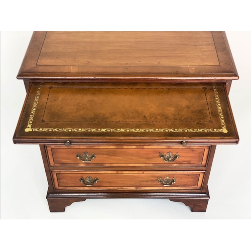 134 - BACHELOR'S CHEST, George III design yewwood with brushing slide and five drawers, 59cm x 43cm x 63cm... 