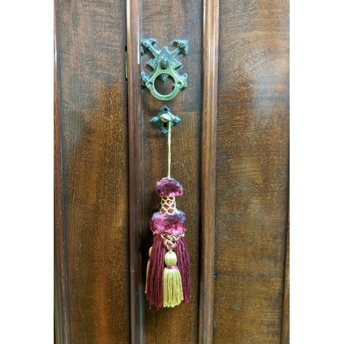 167 - LINEN PRESS, Victorian mahogany, circa 1860, with two panelled doors enclosing ticking lined hanging... 