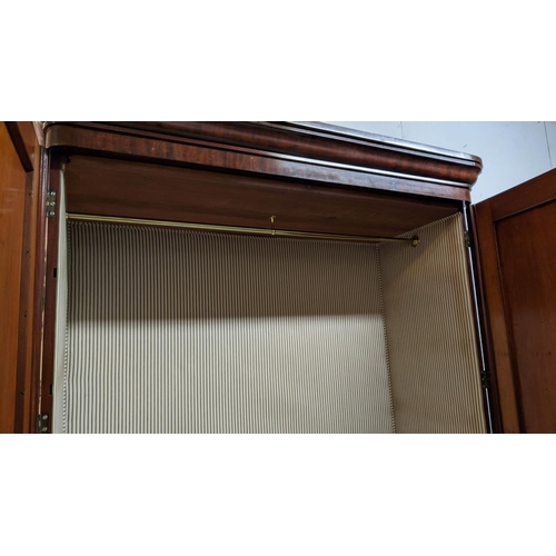 167 - LINEN PRESS, Victorian mahogany, circa 1860, with two panelled doors enclosing ticking lined hanging... 