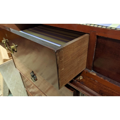 167 - LINEN PRESS, Victorian mahogany, circa 1860, with two panelled doors enclosing ticking lined hanging... 