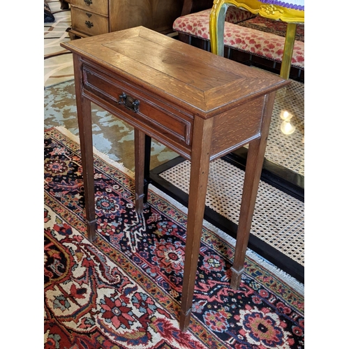 169 - SIDE/HALL TABLE, Edwardian oak, with a frieze drawer, 58cm x 30cm x 76cm H.