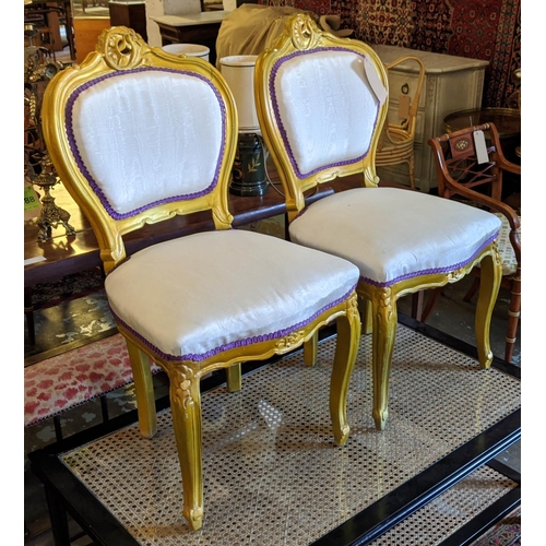 170 - SALON CHAIRS, a pair, gold painted frames, each 50cm x 95cm H. (2)