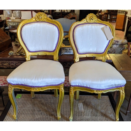 170 - SALON CHAIRS, a pair, gold painted frames, each 50cm x 95cm H. (2)