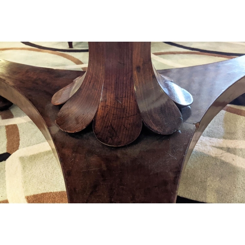 172 - BREAKFAST TABLE, William IV mahogany, with circular tilt top and brass castors, 127cm x 74cm H.