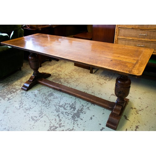 182 - REFECTORY TABLE, early 20th century Jacobean style oak, 76cm H x 184cm W x 71cm D.