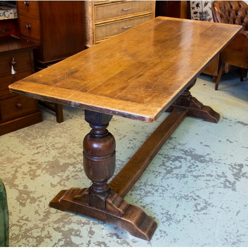 182 - REFECTORY TABLE, early 20th century Jacobean style oak, 76cm H x 184cm W x 71cm D.