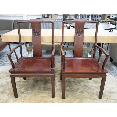 185 - ARMCHAIRS, 96cm H x 52cm W, a pair, Chinese rosewood. (2)