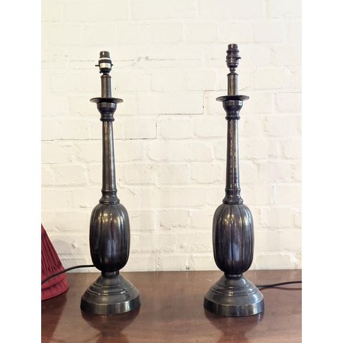 187 - LAMPS, a pair, metal each 75cm H including shades. (2)