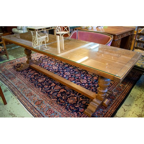 252 - REFECTORY TABLE, 76cm H x 258cm W x 82cm D, 20th century oak.