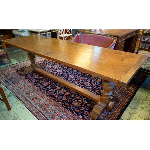 252 - REFECTORY TABLE, 76cm H x 258cm W x 82cm D, 20th century oak.