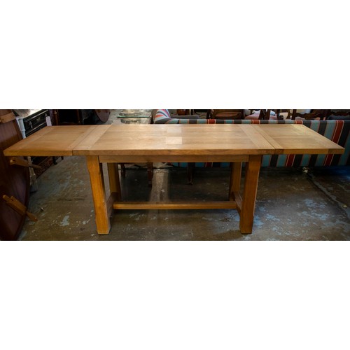 256 - DRAWLEAF TABLE, 76cm H x 140cm W x 74cm D, 240cm extended, contemporary oak.