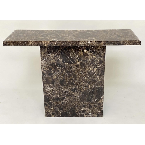 288 - CONSOLE TABLE, contemporary rectangular marble veneered on conforming plinth support, 110cm x 40cm x... 