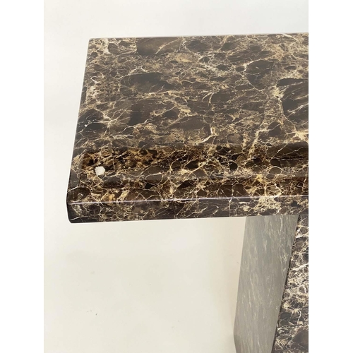 288 - CONSOLE TABLE, contemporary rectangular marble veneered on conforming plinth support, 110cm x 40cm x... 