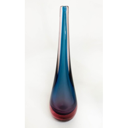 292 - MURANO GASS VASE, studio blue/green glass together with a Venetian glass tear drop stem vase 'Murano... 