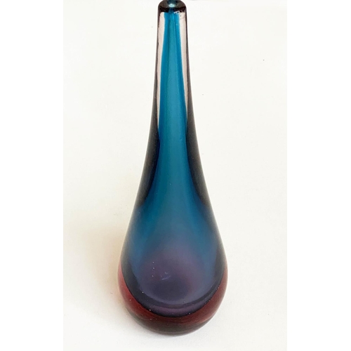 292 - MURANO GASS VASE, studio blue/green glass together with a Venetian glass tear drop stem vase 'Murano... 