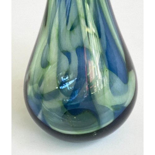 292 - MURANO GASS VASE, studio blue/green glass together with a Venetian glass tear drop stem vase 'Murano... 