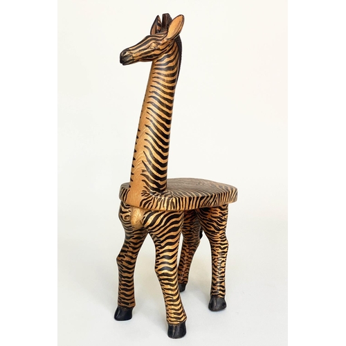 294 - ZEBRA STOOL, carved and painted, 60cm H.