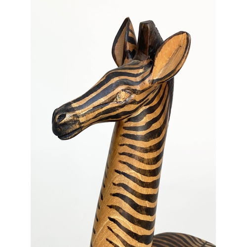 294 - ZEBRA STOOL, carved and painted, 60cm H.