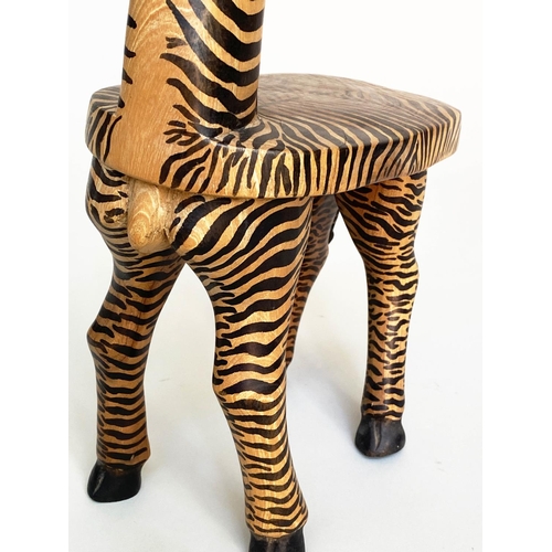 294 - ZEBRA STOOL, carved and painted, 60cm H.